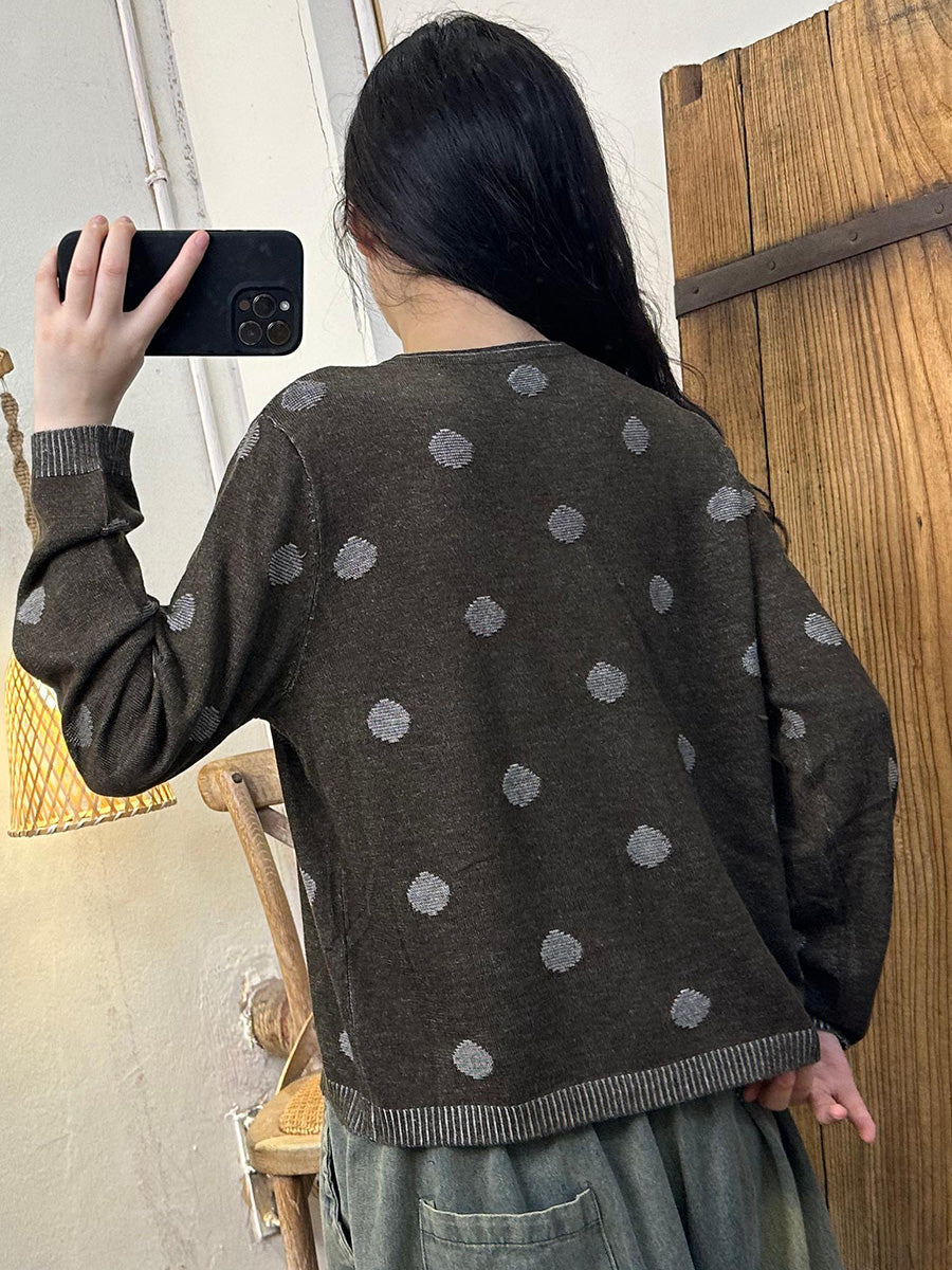 Autumn Wool Dot Knit Blouse Ak1033