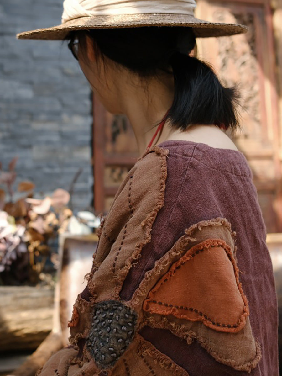 Autumn Flower Patch Spliced Coat Ak1034