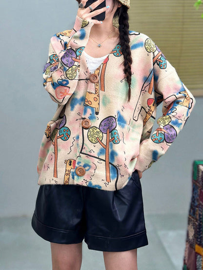 Autumn Cartoon V-neck Sweater Ah1068