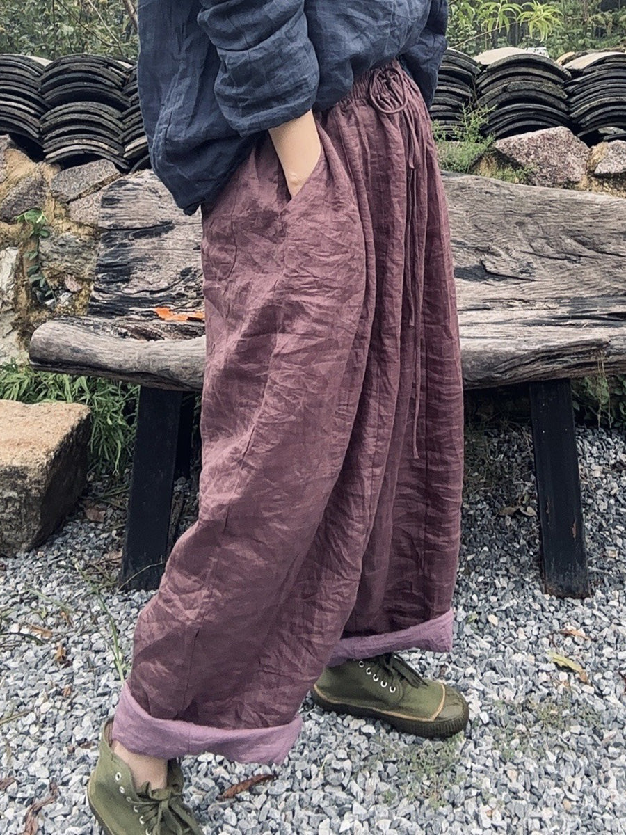 Autumn Loose Ramie Pants Ax1014
