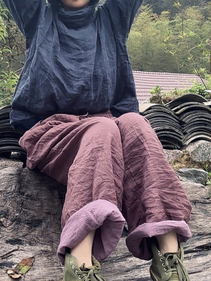 Autumn Loose Ramie Pants Ax1014