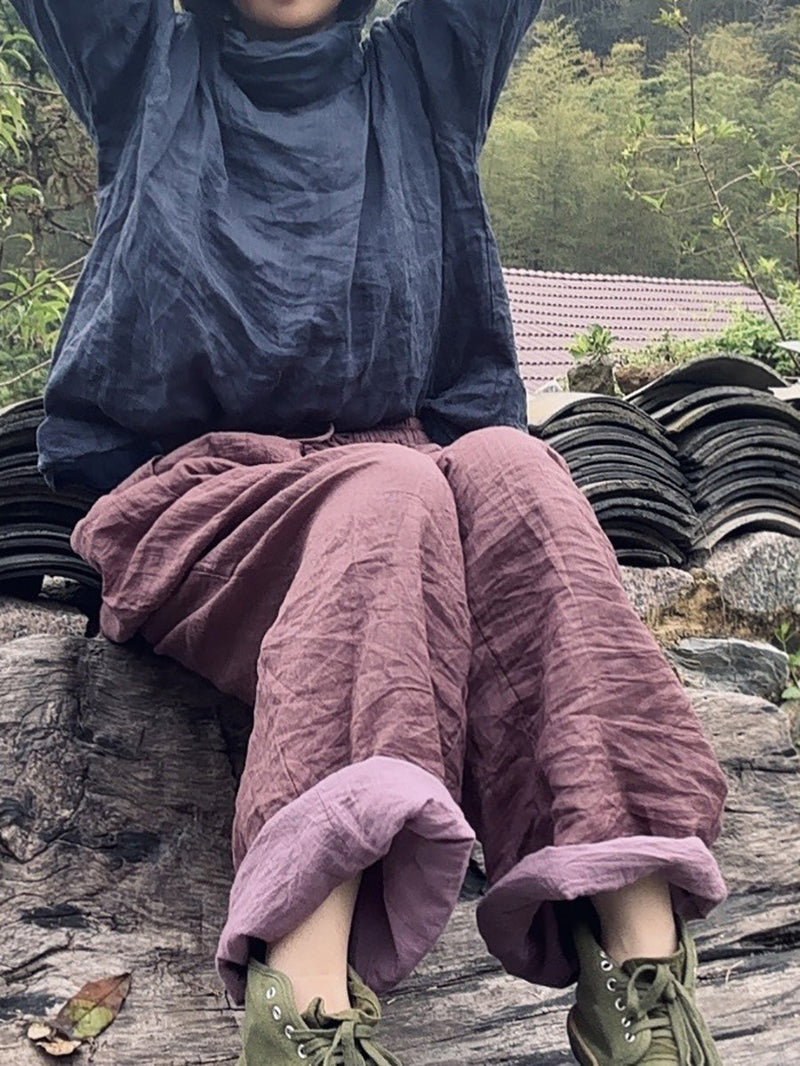 Autumn Loose Ramie Pants Ax1014