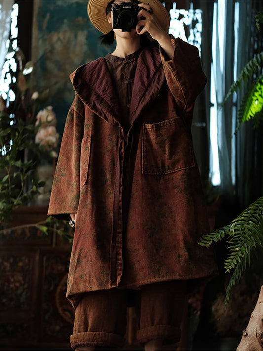 Winter Flower Cotton Hooded Coat Ax1019