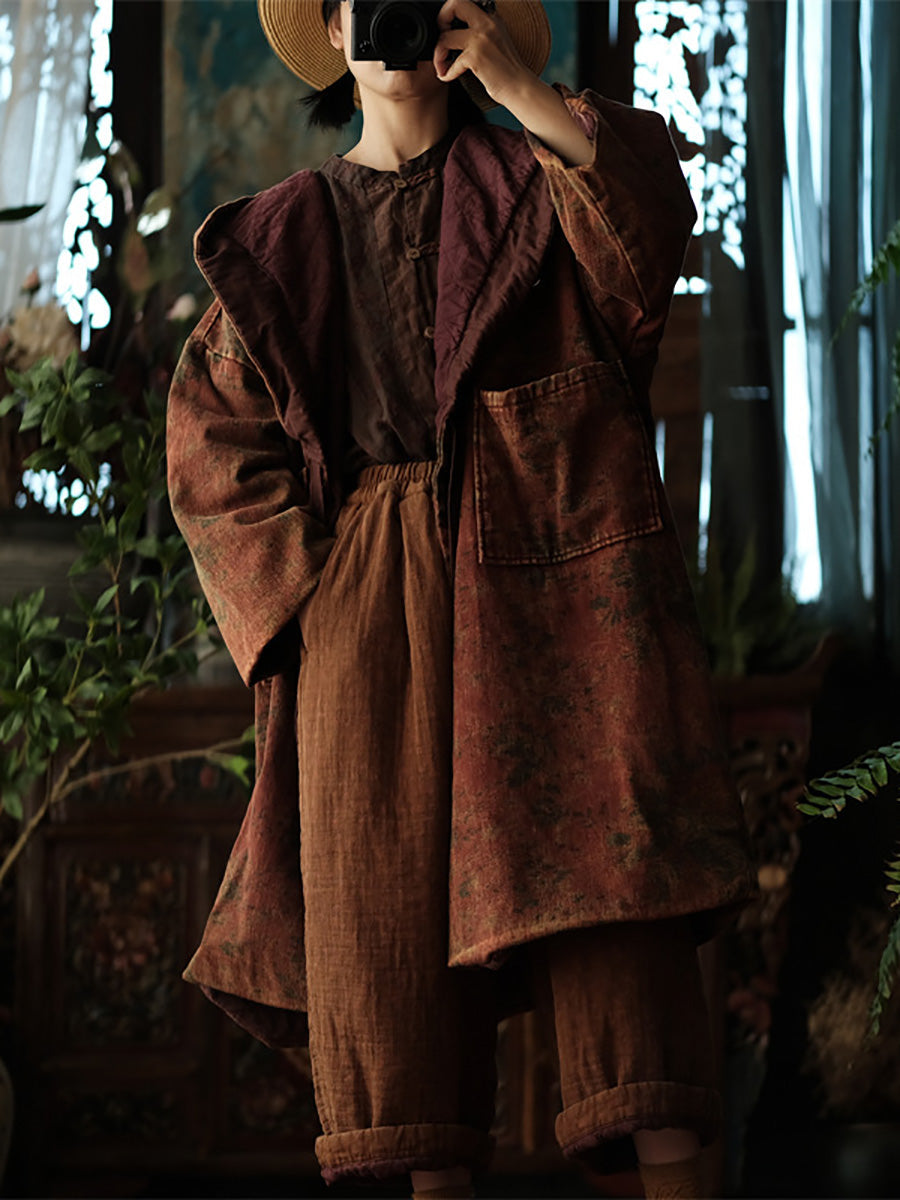 Winter Flower Cotton Hooded Coat Ax1019