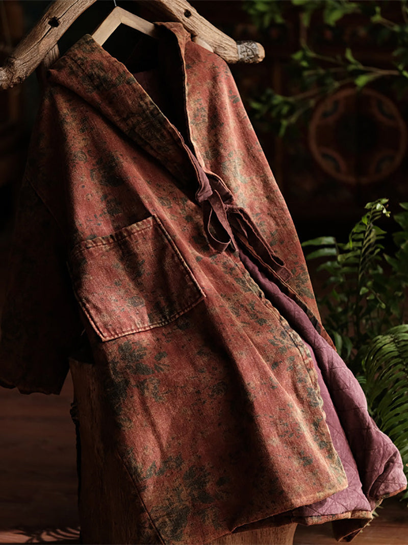 Winter Flower Cotton Hooded Coat Ax1019