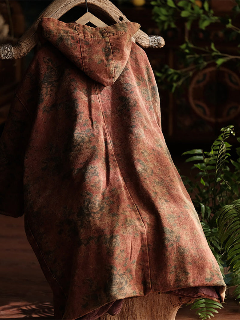Winter Flower Cotton Hooded Coat Ax1019