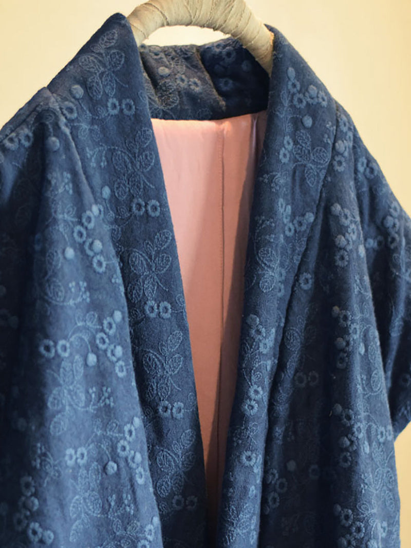 Flowe Embroidery V-neck Linen Padded Vest Coat Ax1006