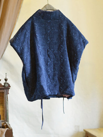 Flowe Embroidery V-neck Linen Padded Vest Coat Ax1006
