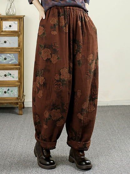 Autumn Flower Cotton Harem Pants Ax1024