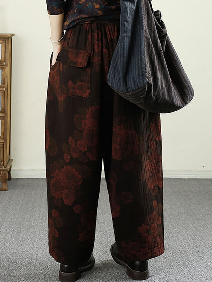 Autumn Flower Cotton Harem Pants Ax1024