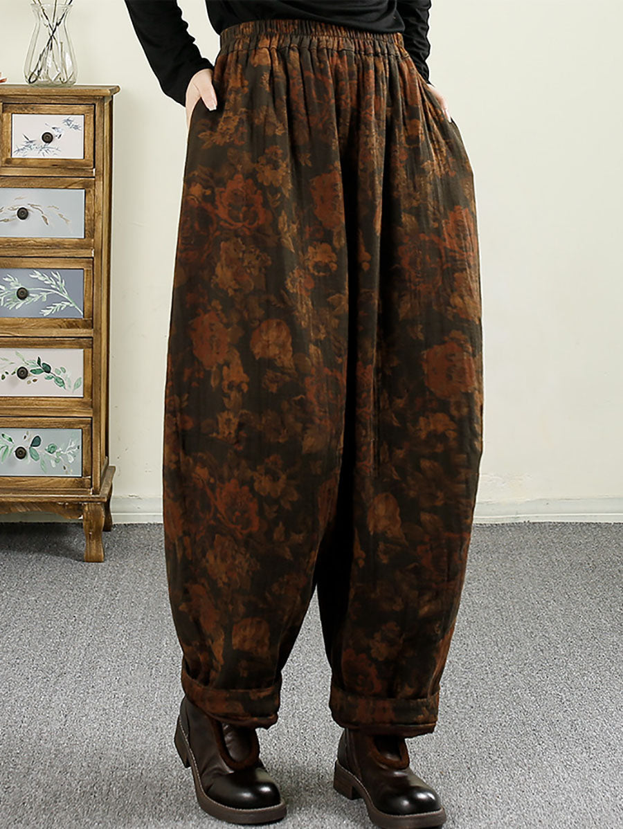 Autumn Flower Cotton Harem Pants Ax1024