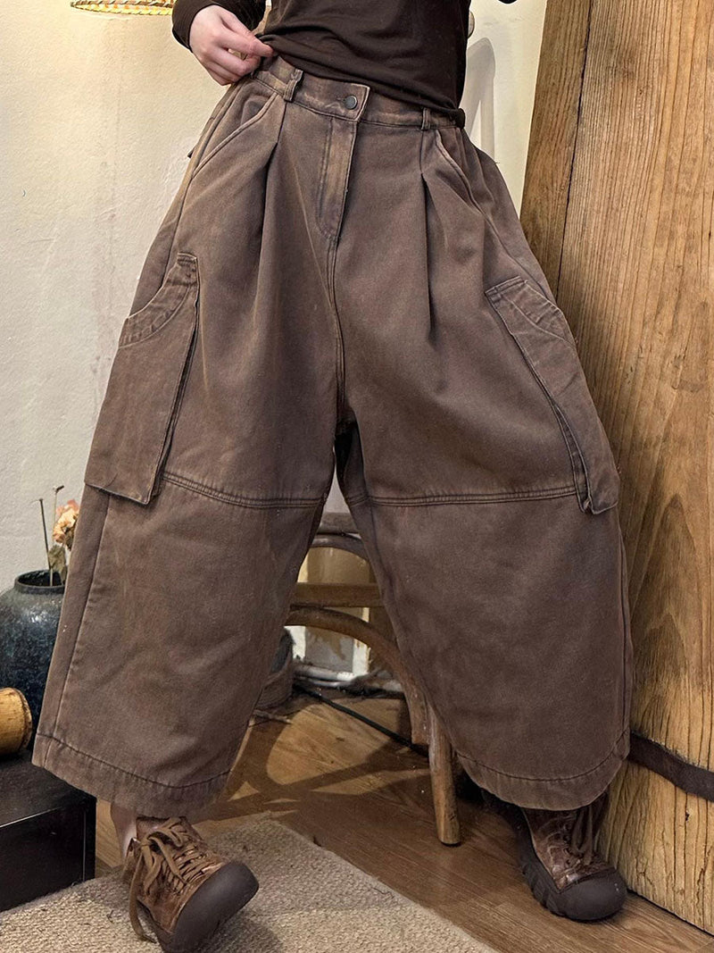Autumn Spliced Cotton Loose Pants Ax1044