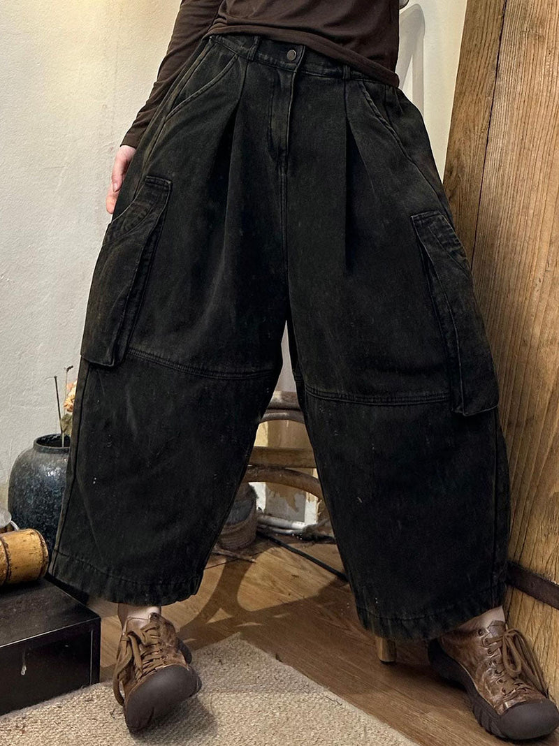 Autumn Spliced Cotton Loose Pants Ax1044
