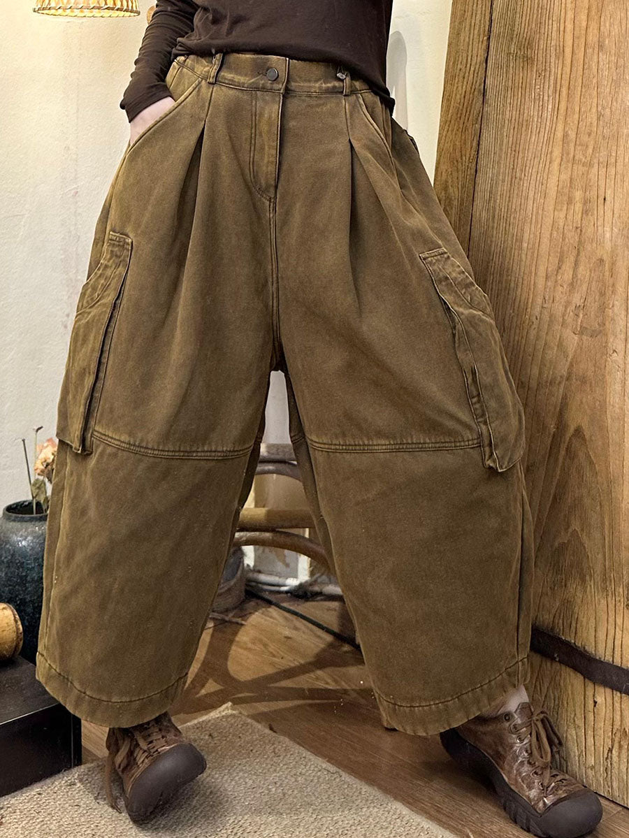 Autumn Spliced Cotton Loose Pants Ax1044