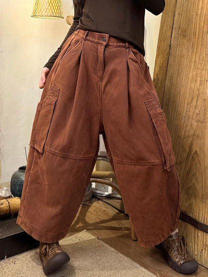 Autumn Spliced Cotton Loose Pants Ax1044