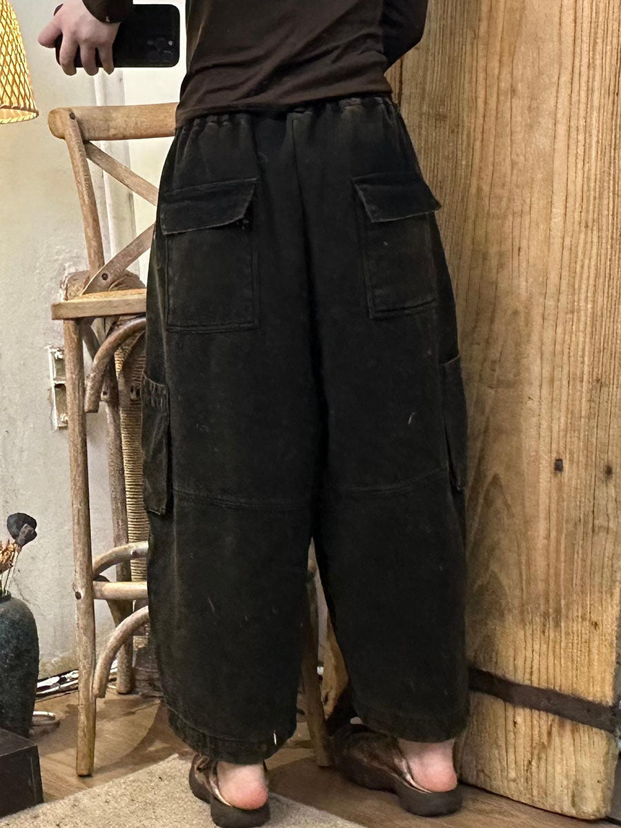 Autumn Spliced Cotton Loose Pants Ax1044