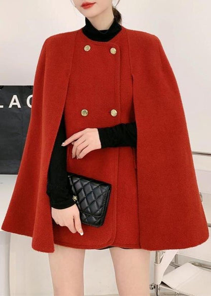 White O-neck Knit Patchwork Cape and Woolen Coats Two Piece Set Am1002