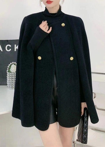 White O-neck Knit Patchwork Cape and Woolen Coats Two Piece Set Am1002