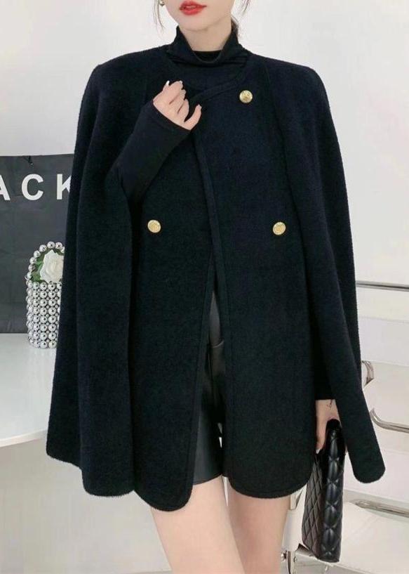 White O-neck Knit Patchwork Cape and Woolen Coats Two Piece Set Am1002