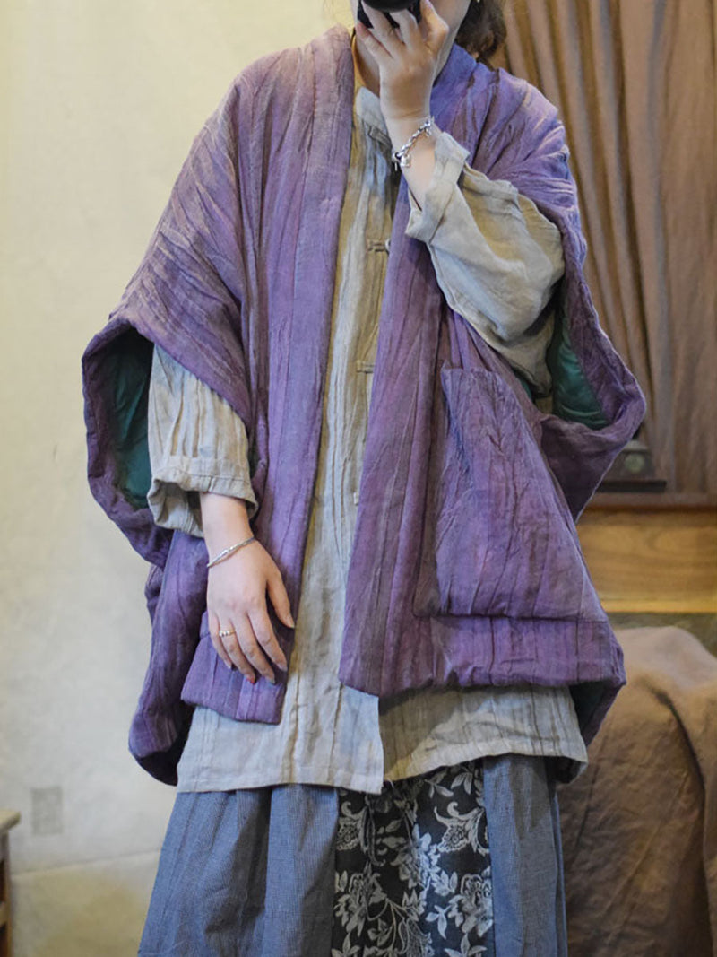 Tie-dye V-neck Linen Padded Vest Coat Av1018