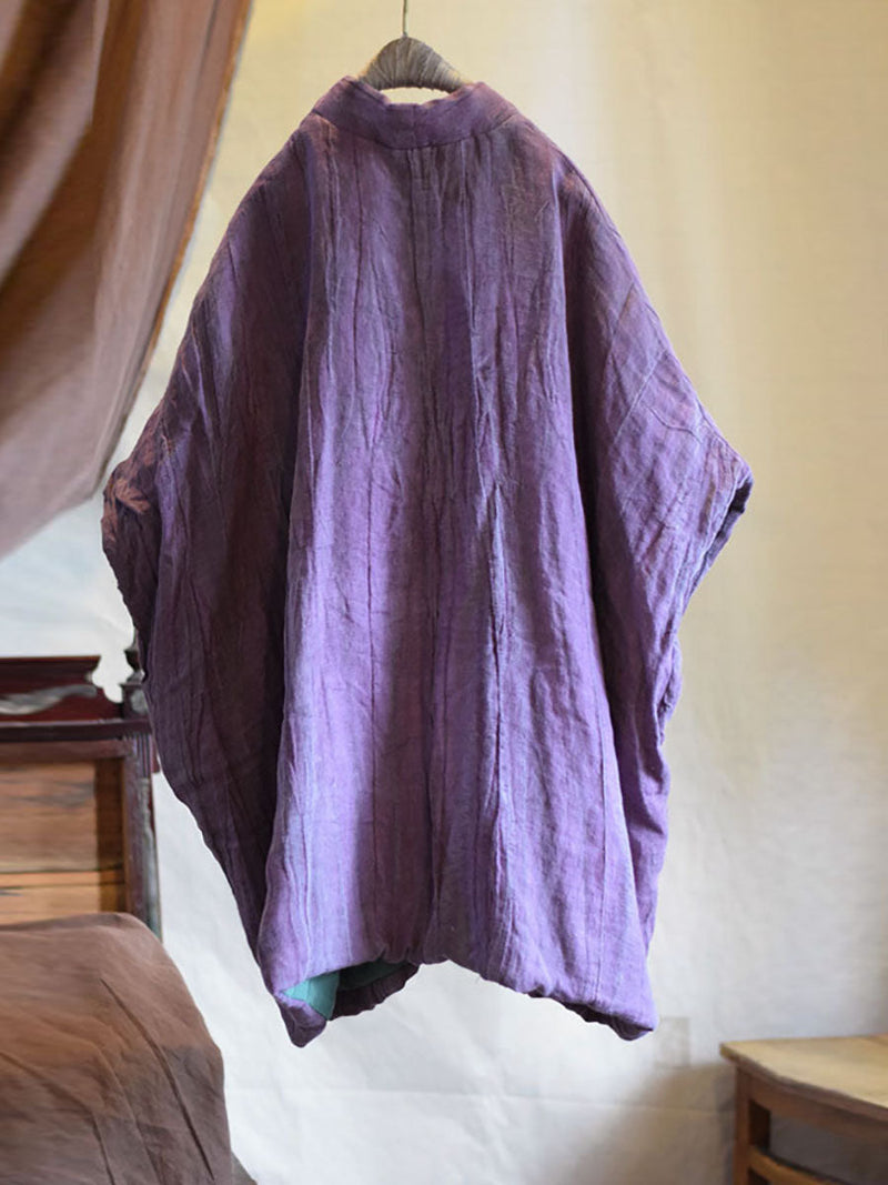 Tie-dye V-neck Linen Padded Vest Coat Av1018