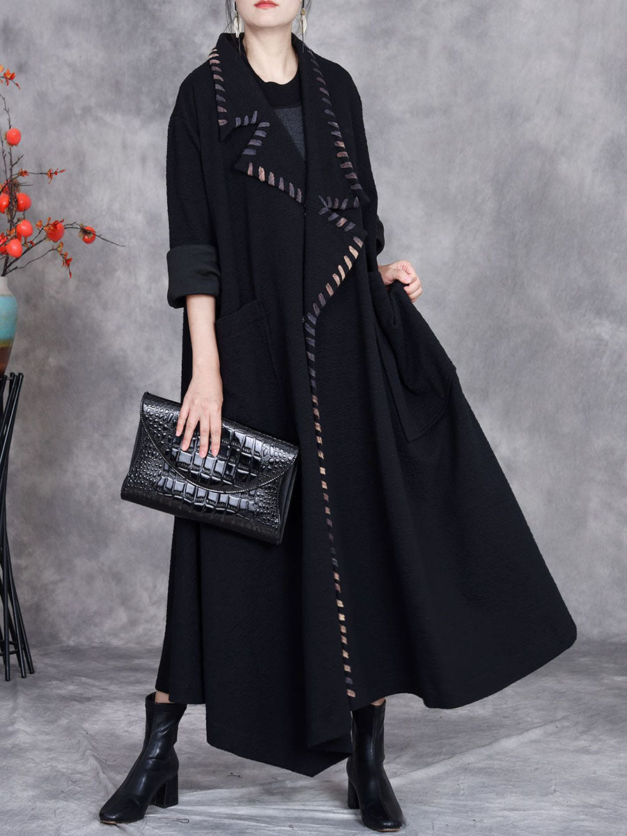 Artsy Autumn Turn-down Collar Cardigan Loose Coat Av1003
