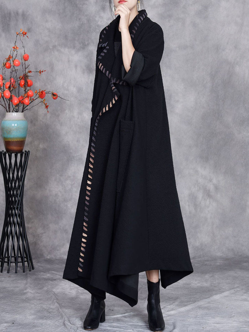 Artsy Autumn Turn-down Collar Cardigan Loose Coat Av1003