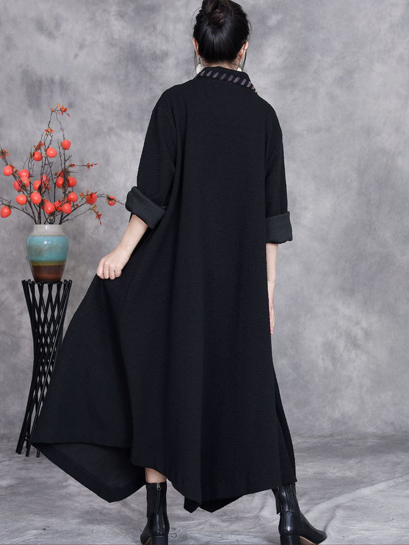 Artsy Autumn Turn-down Collar Cardigan Loose Coat Av1003