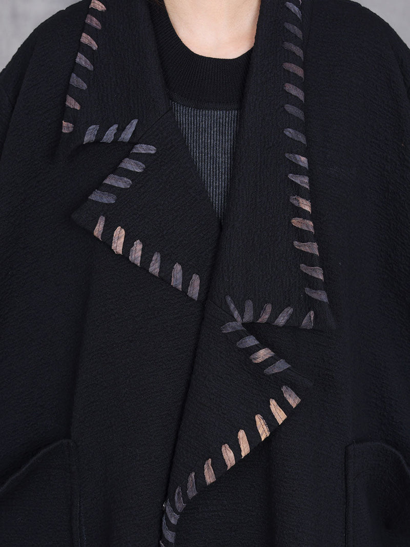 Artsy Autumn Turn-down Collar Cardigan Loose Coat Av1003