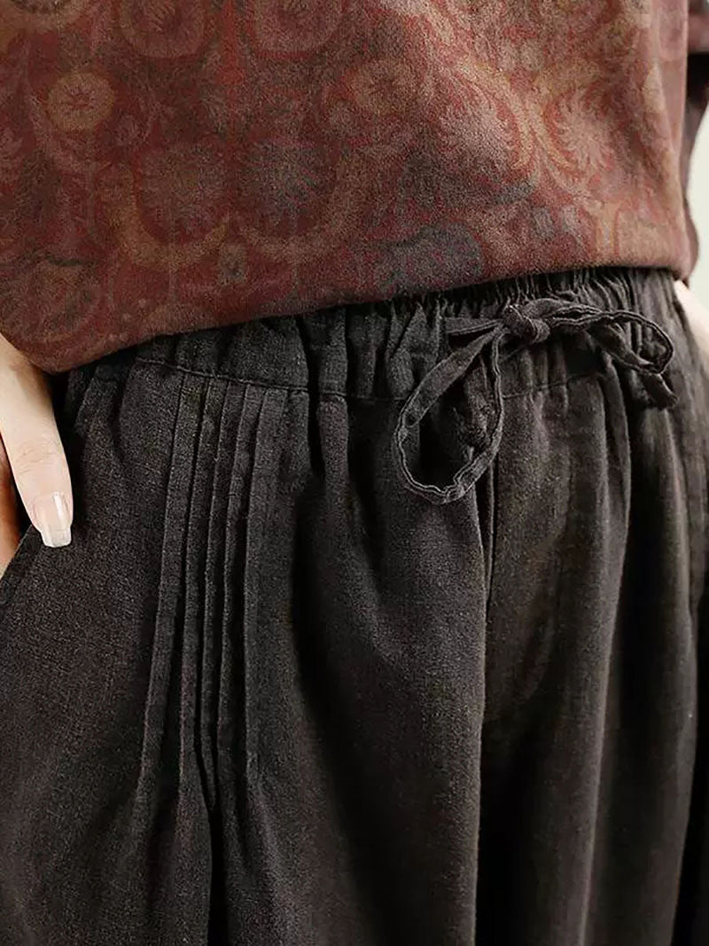 Autumn Shirred Linen Harem Pants Av1014