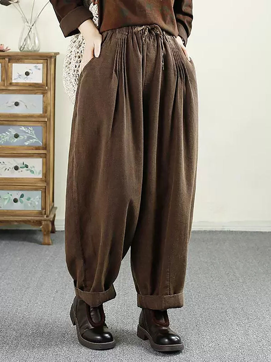 Autumn Shirred Linen Harem Pants Av1014