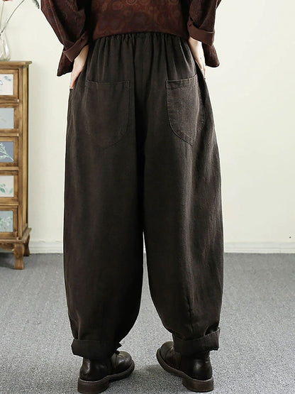 Autumn Shirred Linen Harem Pants Av1014