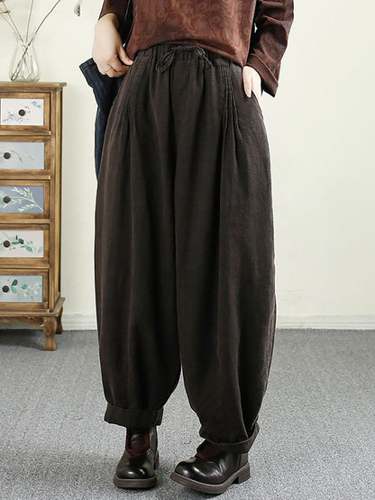 Autumn Shirred Linen Harem Pants Av1014