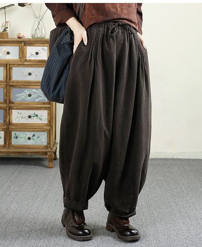 Autumn Shirred Linen Harem Pants Av1014