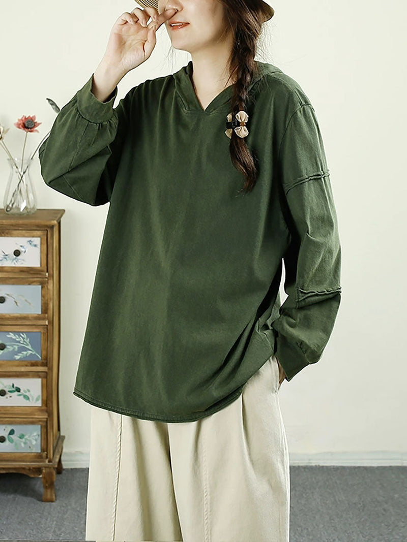 Autumn Spliced Hooded Cotton Sweatshirt Av1011