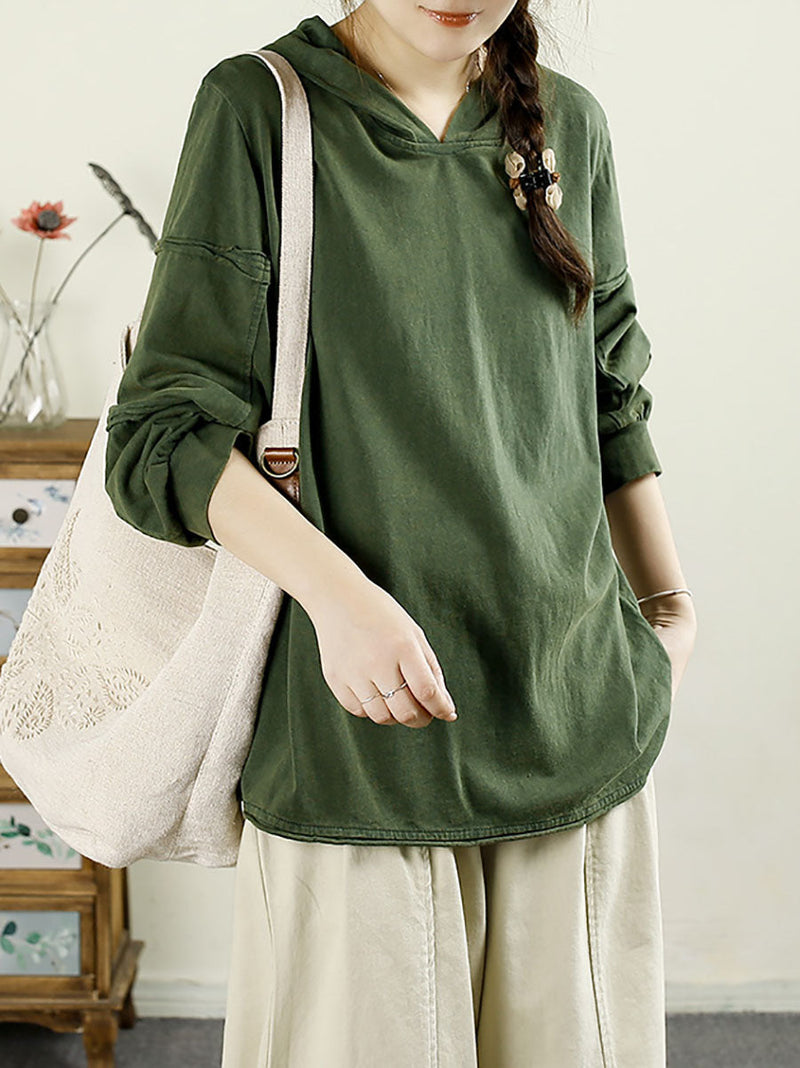 Autumn Spliced Hooded Cotton Sweatshirt Av1011
