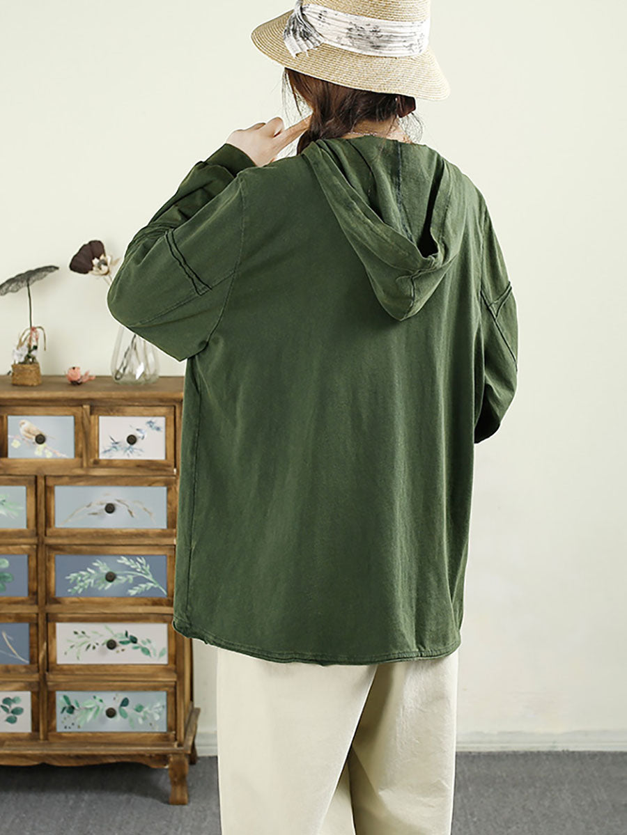 Autumn Spliced Hooded Cotton Sweatshirt Av1011