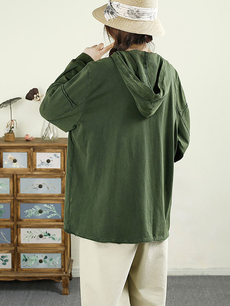 Autumn Spliced Hooded Cotton Sweatshirt Av1011