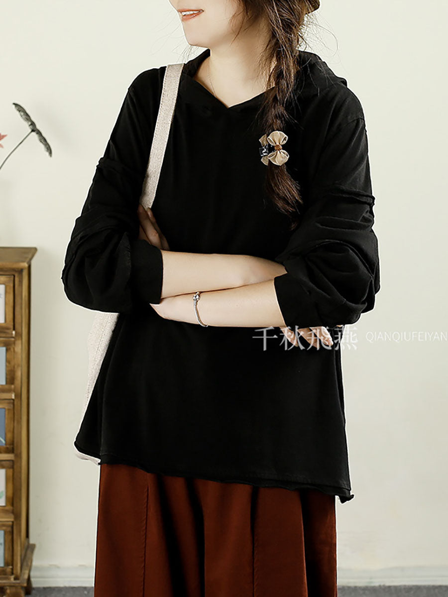Autumn Spliced Hooded Cotton Sweatshirt Av1011