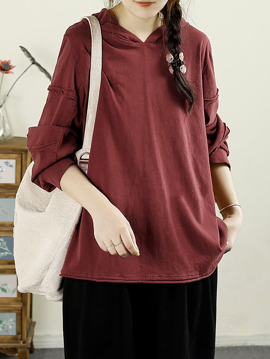 Autumn Spliced Hooded Cotton Sweatshirt Av1011