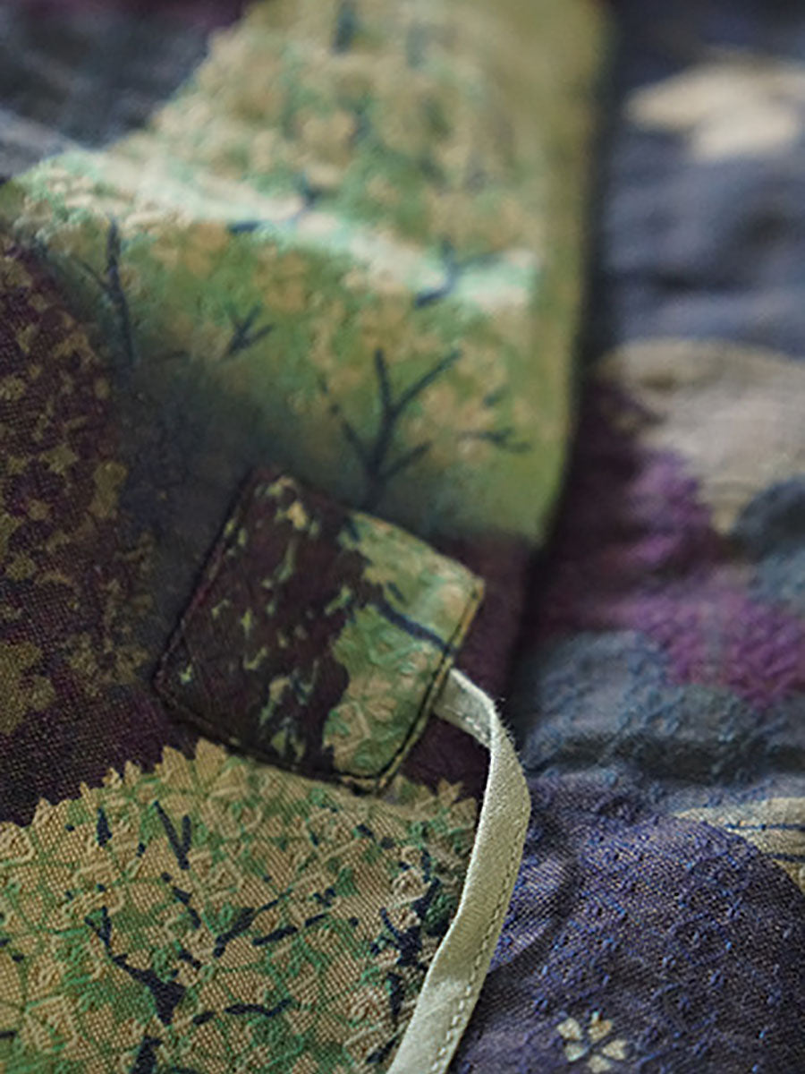 Autumn Print Strap Cotton Padded Coat Wg020