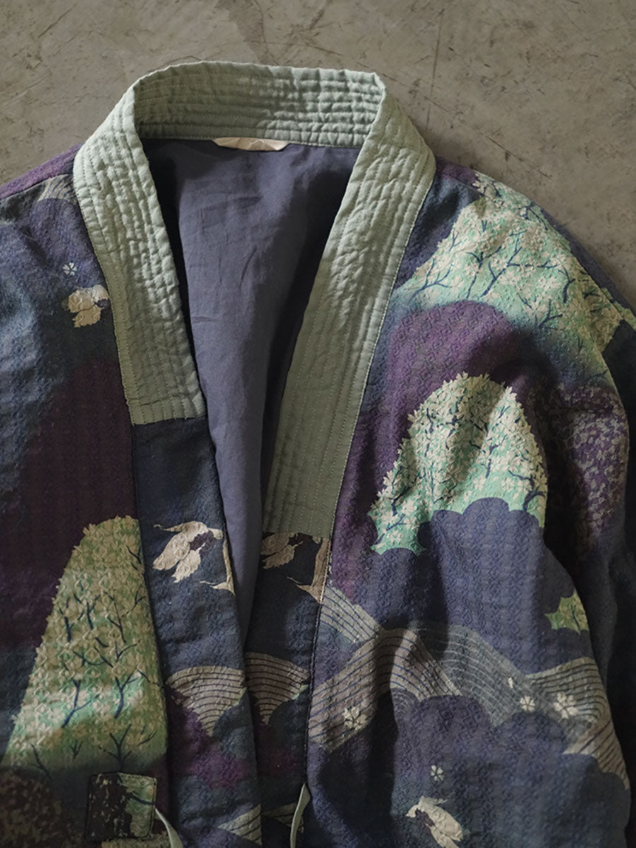 Autumn Print Strap Cotton Padded Coat Wg020