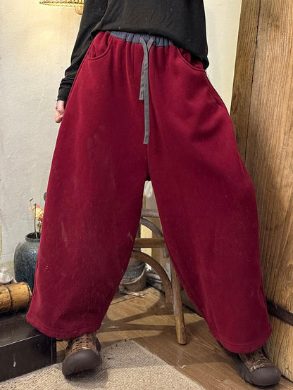 Autumn Colorblock Cotton Loose Pants Av1006