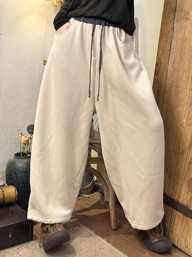 Autumn Colorblock Cotton Loose Pants Av1006