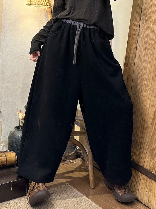 Autumn Colorblock Cotton Loose Pants Av1006