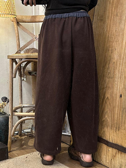 Autumn Colorblock Cotton Loose Pants Av1006