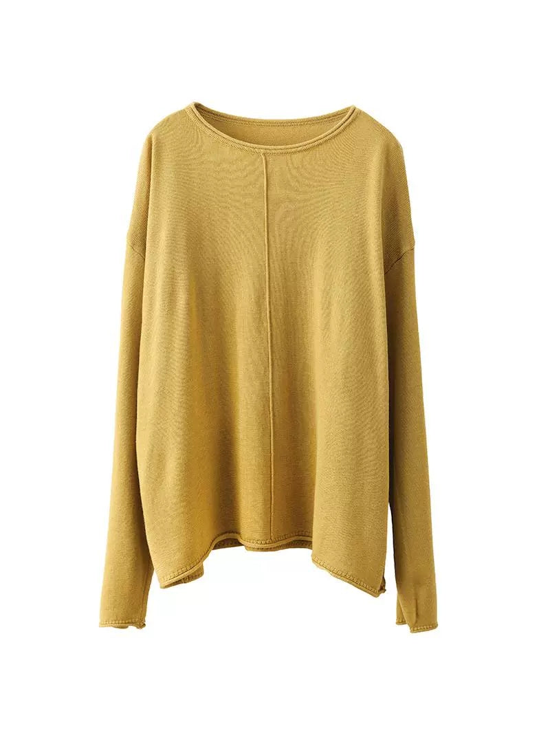O-neck Knit Loose Silk Blouse Wg033