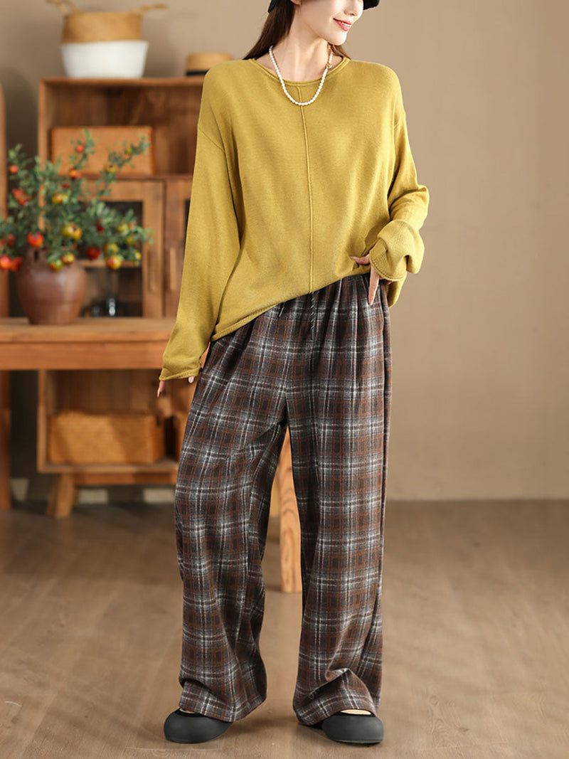 O-neck Knit Loose Silk Blouse Wg033