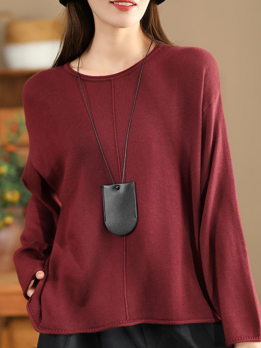 O-neck Knit Loose Silk Blouse Wg033