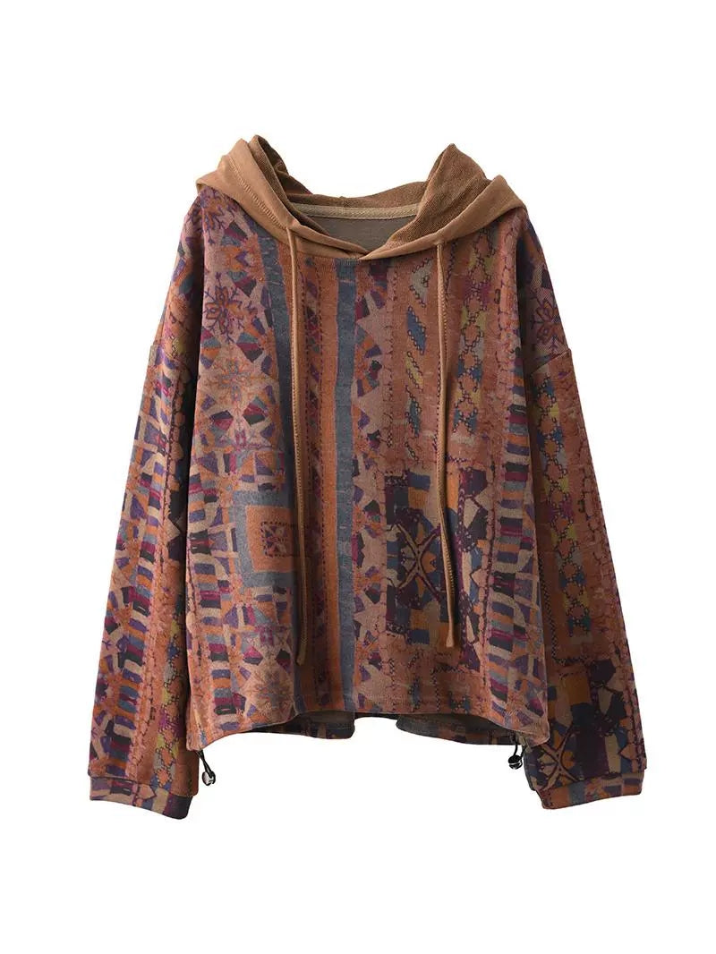 Autumn Flower Hooded Cotton Sweatshirt Wg021